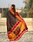 Top Trending Vitthala Contrast Paithani Saree Rakhumai Soft Silk Traditional Design