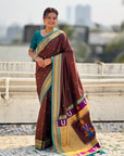 Top Trending Vitthala Contrast Paithani Saree Rakhumai Soft Silk Traditional Design
