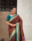 Top Trending Vitthala Contrast Paithani Saree Rakhumai Soft Silk Traditional Design