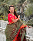 Top Trending Vitthala Contrast Paithani Saree Rakhumai Soft Silk Traditional Design