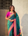Top Trending Vitthala Contrast Paithani Saree Rakhumai Soft Silk Traditional Design