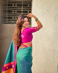 Top Trending Vitthala Contrast Paithani Saree Rakhumai Soft Silk Traditional Design
