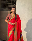 Top Trending Vitthala Contrast Paithani Saree Rakhumai Soft Silk Traditional Design