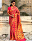 Pink Luxury Original Brocade Paithani Tissue Saree with Traditional Motifs  Meenakari Pallu Jaal Zari Woven Saree
