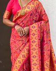 Pink Luxury Original Brocade Paithani Tissue Saree with Traditional Motifs  Meenakari Pallu Jaal Zari Woven Saree