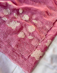 Pink Pure Chanda Silk Applique Work Designer Saree