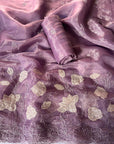 Lavender Pure Chanda Silk Applique Work Designer Saree