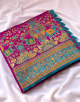 Pashmina Silk Darbari Saree with Meenakari Zari Woven Border Traditional Pallu with Tassels