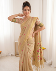 Chickoo Premium Soft Muga Cotton Saree with Paithani Swan Meenakari Pallu