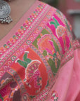 Pink Pashmina Kashmiri Silk Zari Woven Saree