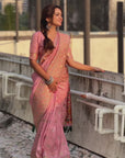 Pink Pashmina Kashmiri Silk Zari Woven Saree