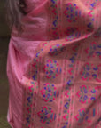 Baby Pink Checks Paithani Silk Zari Woven Saree